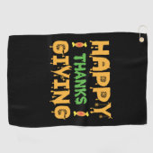 Halloween Happy Thanksgiving Birthday Golfhanddoek (Horizontaal)