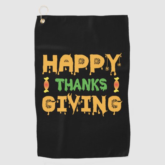 Halloween Happy Thanksgiving Birthday Golfhanddoek (Voorkant)