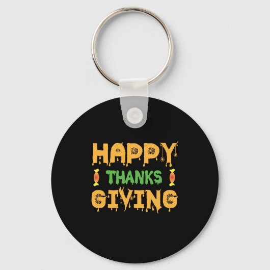 Halloween Happy Thanksgiving Birthday Sleutelhanger (Voorkant)