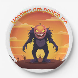 Halloween Harig Klein Monster Snoep of een Beetje Papieren Bordje