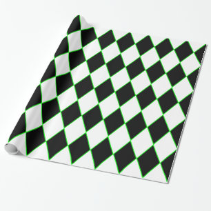 Halloween harlekijn groen zwart wit cadeaupapier
