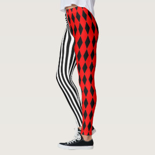 Halloween Harlequin and Stripes Leggings