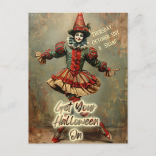 Halloween Harlequin in kostuum Uitnodigen Briefkaart