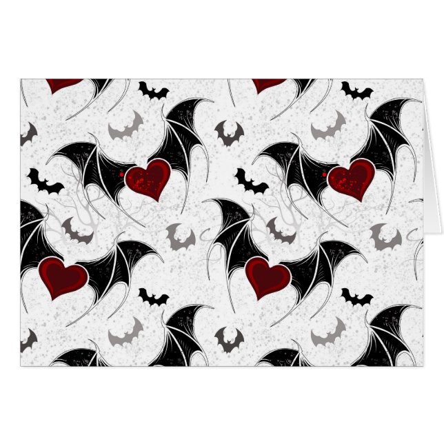 Halloween hart met zwarte vleermuisvleugels (Voorkant Horizontaal)
