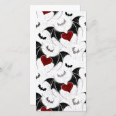 Halloween hart met zwarte vleermuisvleugels aankondiging (Voorkant / Achterkant)