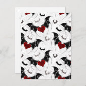 Halloween hart met zwarte vleermuisvleugels aankondigingskaart (Voorkant / Achterkant)