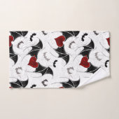 Halloween hart met zwarte vleermuisvleugels bad handdoek (Handdoek)