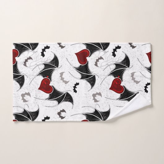 Halloween hart met zwarte vleermuisvleugels bad handdoek (Handdoek)