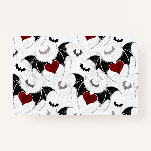 Halloween hart met zwarte vleermuisvleugels badge (Voorkant)