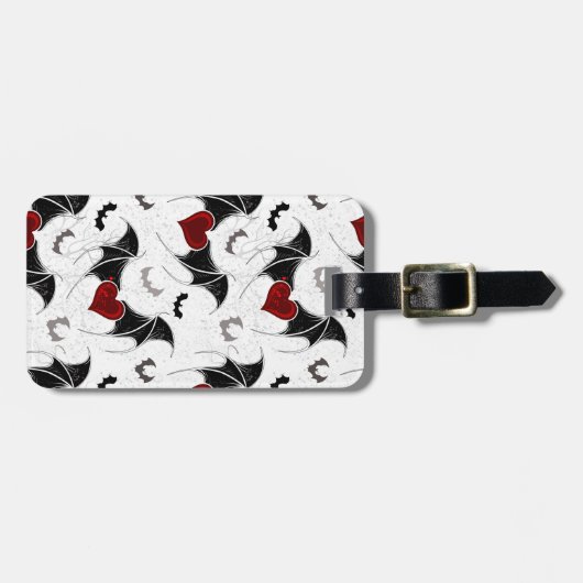 Halloween hart met zwarte vleermuisvleugels bagagelabel (Voorkant horizontaal)