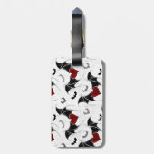 Halloween hart met zwarte vleermuisvleugels bagagelabel (Achterkant verticaal)