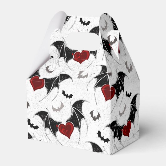 Halloween hart met zwarte vleermuisvleugels bedankdoosjes (Achterkant)