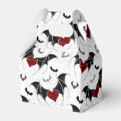 Halloween hart met zwarte vleermuisvleugels bedankdoosjes (Voorkant Zijde)