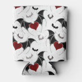 Halloween hart met zwarte vleermuisvleugels blikjeskoeler (Voorkant)