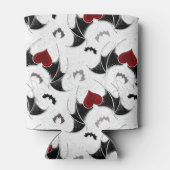 Halloween hart met zwarte vleermuisvleugels blikjeskoeler (Achterkant)