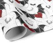 Halloween hart met zwarte vleermuisvleugels cadeaupapier (Rol Hoek)