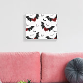 Halloween hart met zwarte vleermuisvleugels canvas afdruk (Insitu (Woonkamer))