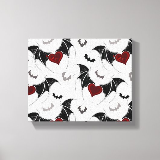Halloween hart met zwarte vleermuisvleugels canvas afdruk (Voorkant)