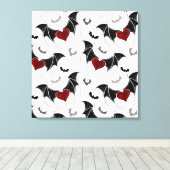 Halloween hart met zwarte vleermuisvleugels canvas afdruk (Insitu (Houten vloer))