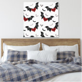Halloween hart met zwarte vleermuisvleugels canvas afdruk (Insitu (Slaapkamer))
