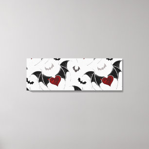 Halloween hart met zwarte vleermuisvleugels canvas afdruk