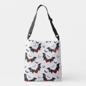 Halloween hart met zwarte vleermuisvleugels crossbody tas (Achterkant)