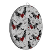 Halloween hart met zwarte vleermuisvleugels dartbord (Voorkant Links)