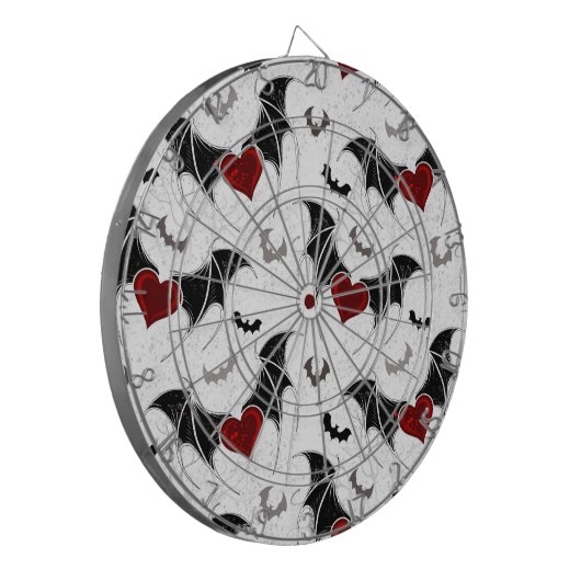 Halloween hart met zwarte vleermuisvleugels dartbord (Voorkant Links)