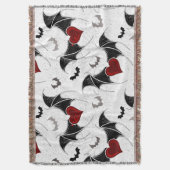 Halloween hart met zwarte vleermuisvleugels deken (Voorkant Verticaal)