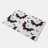 Halloween hart met zwarte vleermuisvleugels deurmat (Schuin)