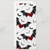 Halloween hart met zwarte vleermuisvleugels feestdagenkaart (Voorkant / Achterkant)