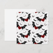 Halloween hart met zwarte vleermuisvleugels feestdagenkaart (Voorkant / Achterkant)