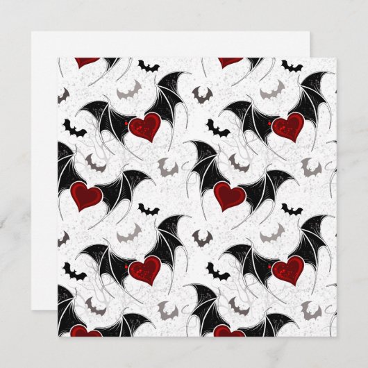 Halloween hart met zwarte vleermuisvleugels feestdagenkaart (Voorkant / Achterkant)