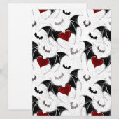 Halloween hart met zwarte vleermuisvleugels feestdagenkaart (Voorkant / Achterkant)