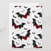 Halloween hart met zwarte vleermuisvleugels feestdagenkaart (Voorkant / Achterkant)