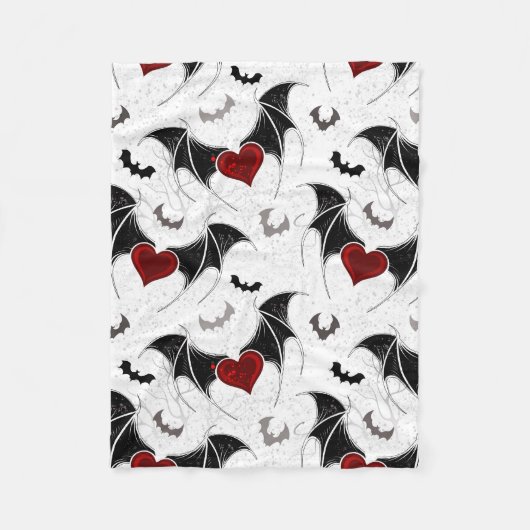 Halloween hart met zwarte vleermuisvleugels fleece deken (Voorkant)