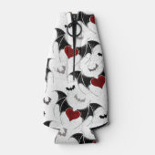 Halloween hart met zwarte vleermuisvleugels flesjeskoeler (Achterkant)