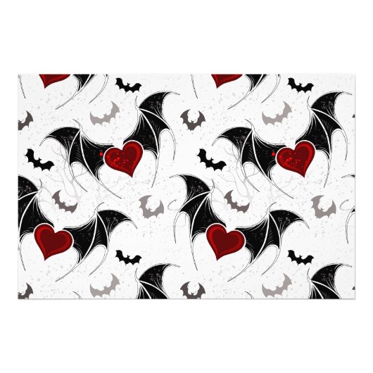 Halloween hart met zwarte vleermuisvleugels foto afdruk (Voorkant)