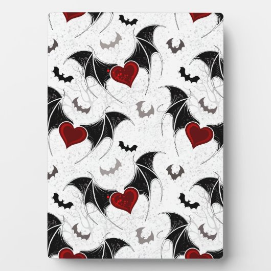 Halloween hart met zwarte vleermuisvleugels fotoplaat (voorkant)