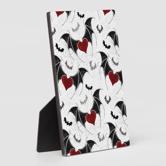 Halloween hart met zwarte vleermuisvleugels fotoplaat (Zijkant)