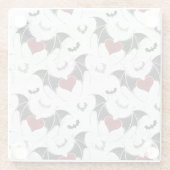 Halloween hart met zwarte vleermuisvleugels glazen onderzetter (Achterkant)