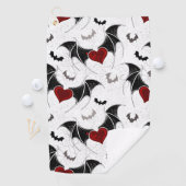 Halloween hart met zwarte vleermuisvleugels golfhanddoek (Insitu)