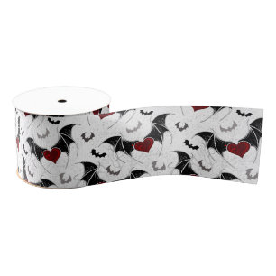 Halloween hart met zwarte vleermuisvleugels grosgrain lint