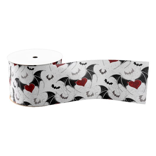 Halloween hart met zwarte vleermuisvleugels grosgrain lint (Spoel)