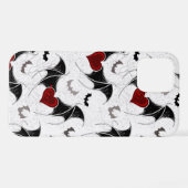Halloween hart met zwarte vleermuisvleugels iPhone hoesje (Achterkant horizontaal)