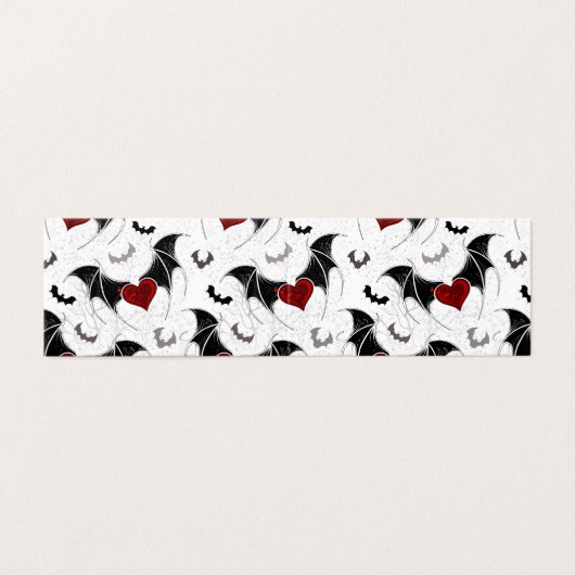 Halloween hart met zwarte vleermuisvleugels kaart (Buitenkant ongevouwen)