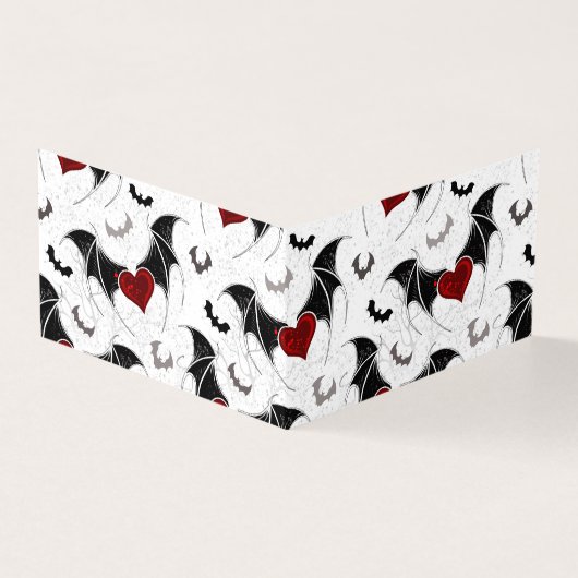 Halloween hart met zwarte vleermuisvleugels kaart (Buitenkant)