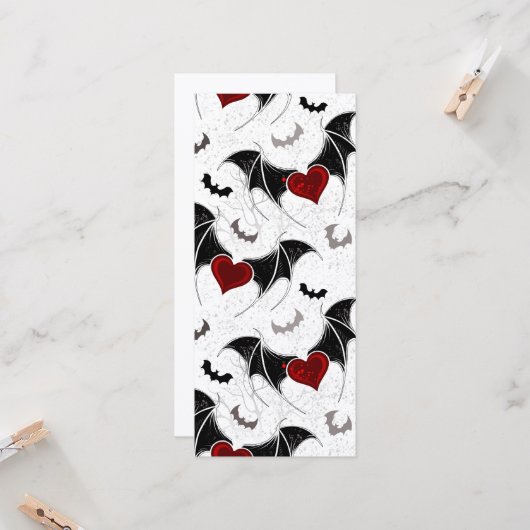Halloween hart met zwarte vleermuisvleugels kaart (Voorkant / Achterkant in situ)