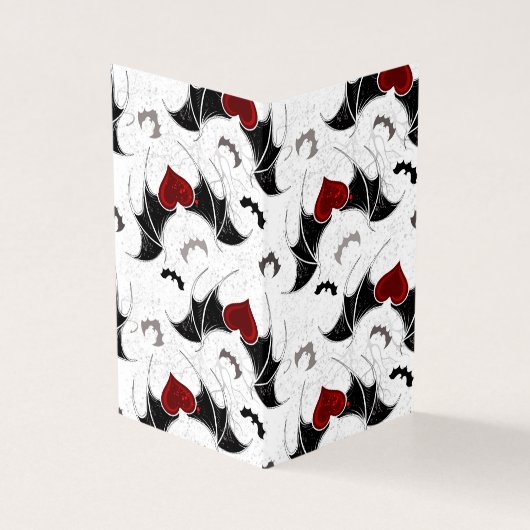 Halloween hart met zwarte vleermuisvleugels kaart (Buitenkant)