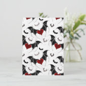 Halloween hart met zwarte vleermuisvleugels kaart (Staand voorkant)